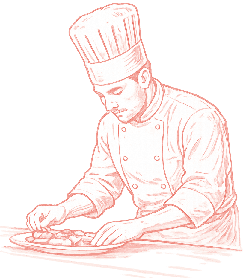 Chef preparing food in a restaurant kitchen